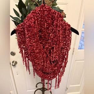 Super Soft Solid Color Chenille Infinity Knit Scarf with Fringe